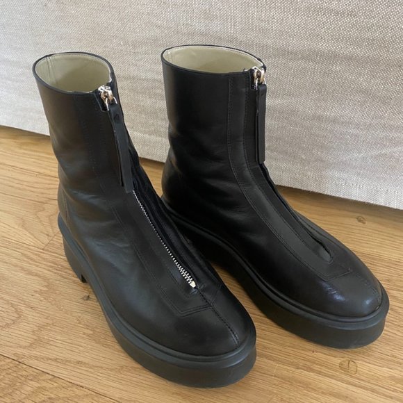 The Row Shoes - The Row Black Leather Boots